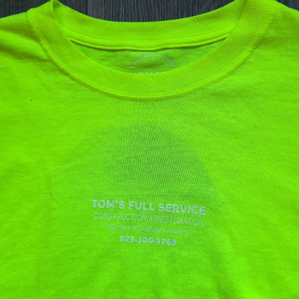 TOM'S FULL SERVICE Tom of Finland long sleeve neon yellow green t-shirt size S - Picture 3 of 6